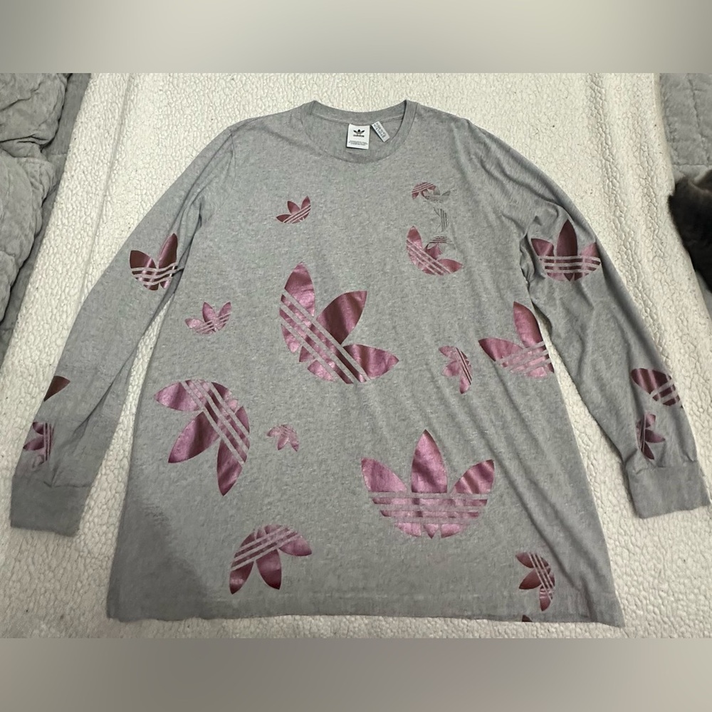 2XL Adidas Light Gray Long Sleeve Tee